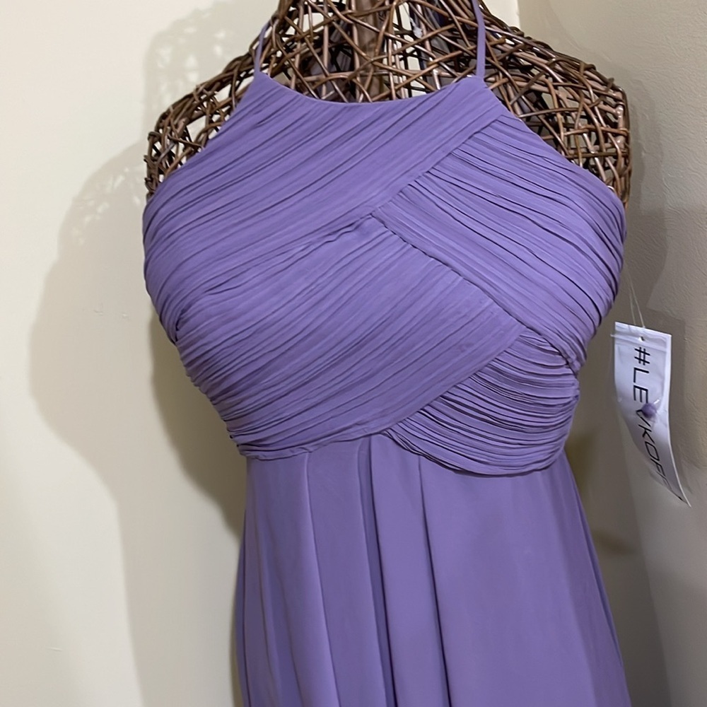 Levkoff lavender Halter Bridesmaids Dress Prom Dress Occasions Dress Size 6 - Picture 2 of 11